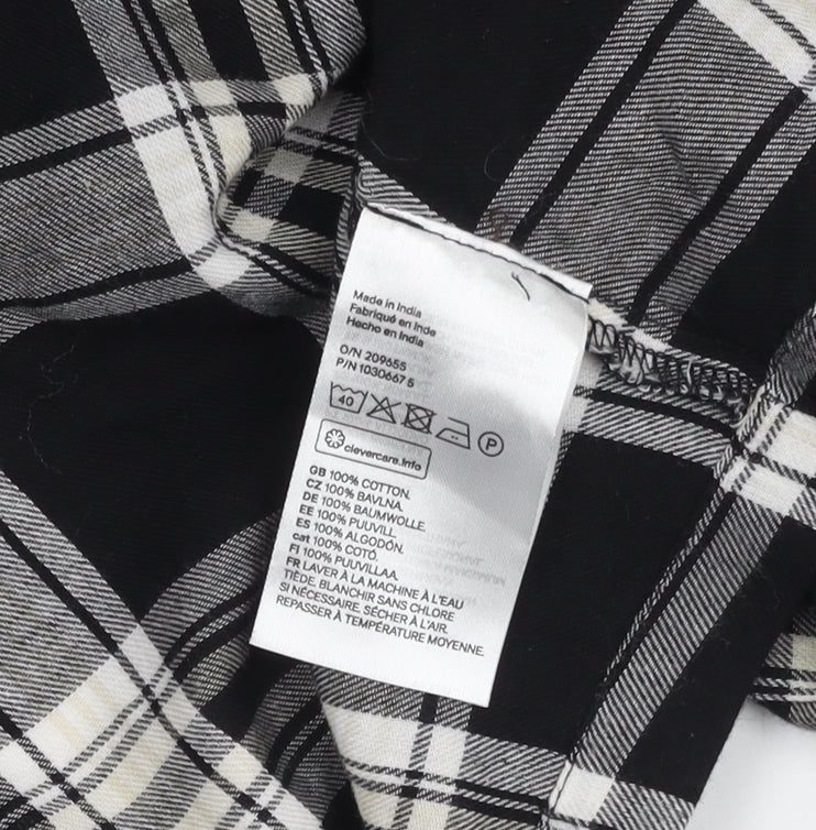 Womens UK Size 2XS H&M Black Cropped Button-Up