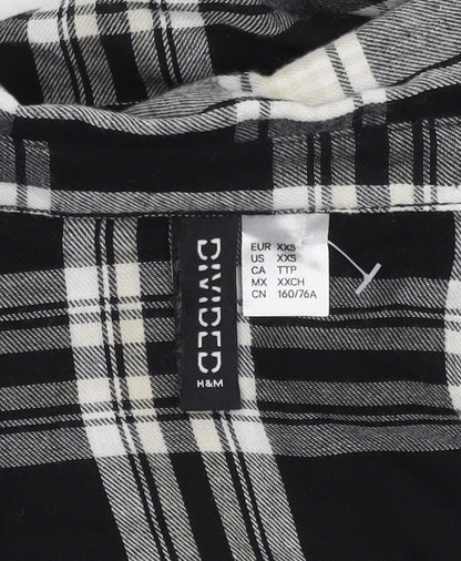 Womens UK Size 2XS H&M Black Cropped Button-Up