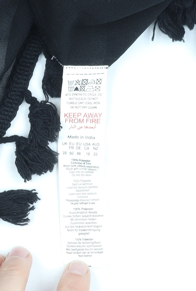 Boohoo Women's Black Transparent 3/4 Sleeve Tie Jacket