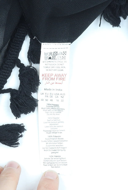 Boohoo Women's Black Transparent 3/4 Sleeve Tie Jacket