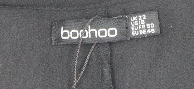 Boohoo Women's Black Transparent 3/4 Sleeve Tie Jacket