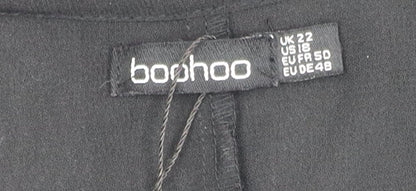 Boohoo Women's Black Transparent 3/4 Sleeve Tie Jacket