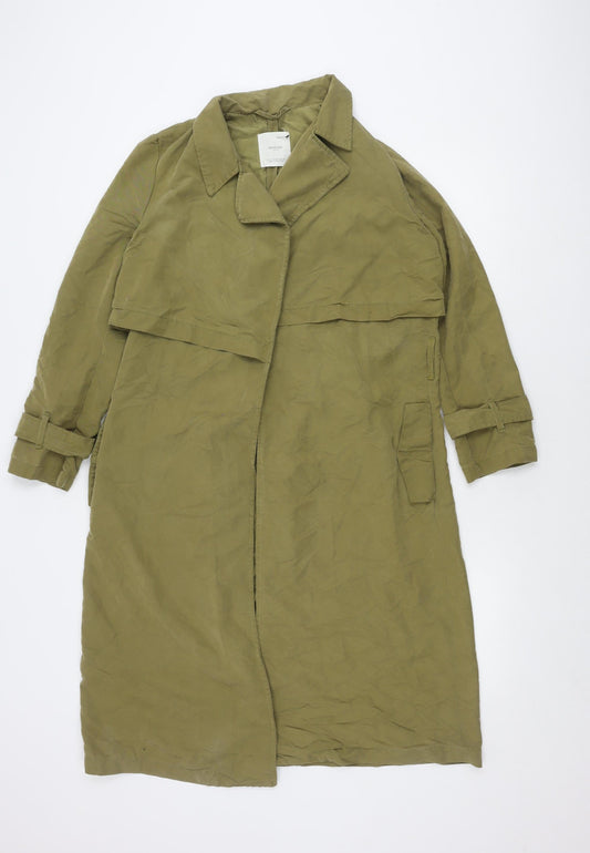 Mango Women's Green Trench Coat Size 10 Casual
