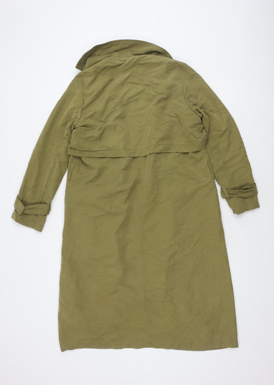 Mango Women's Green Trench Coat Size 10 Casual