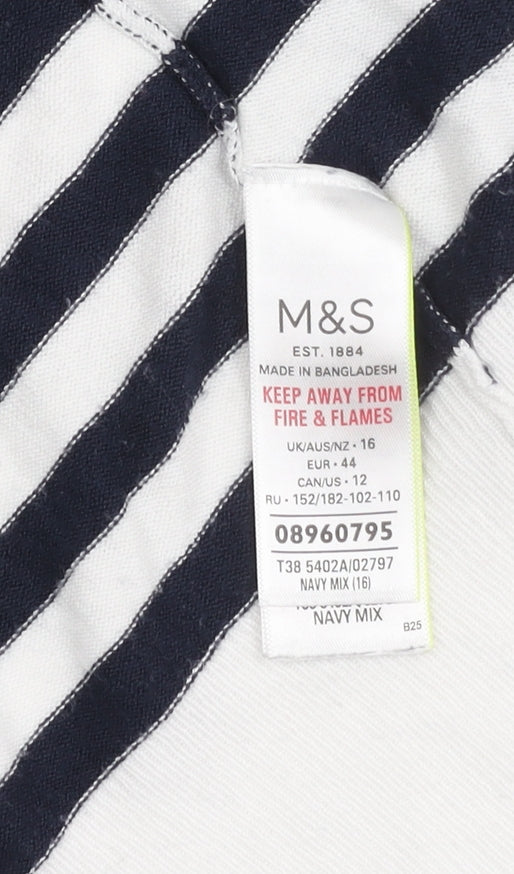 Marks and Spencer Women's Multicoloured Striped Cardigan Size 16