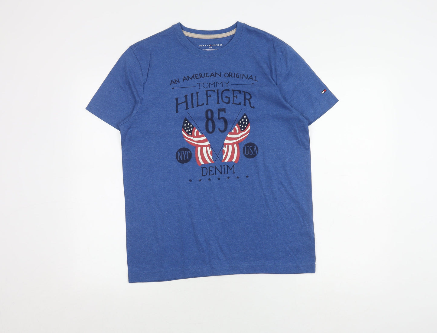 Tommy Hilfiger Men's Blue Graphic T-Shirt, Size S, Patriotic Style