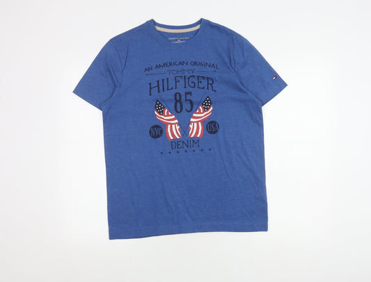 Tommy Hilfiger Men's Blue Graphic T-Shirt, Size S, Patriotic Style
