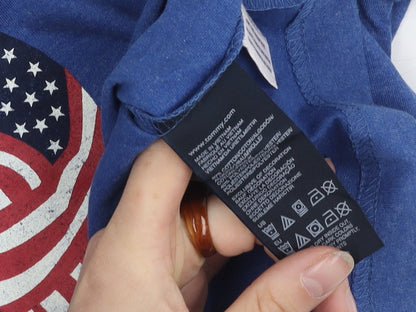 Tommy Hilfiger Men's Blue Graphic T-Shirt, Size S, Patriotic Style