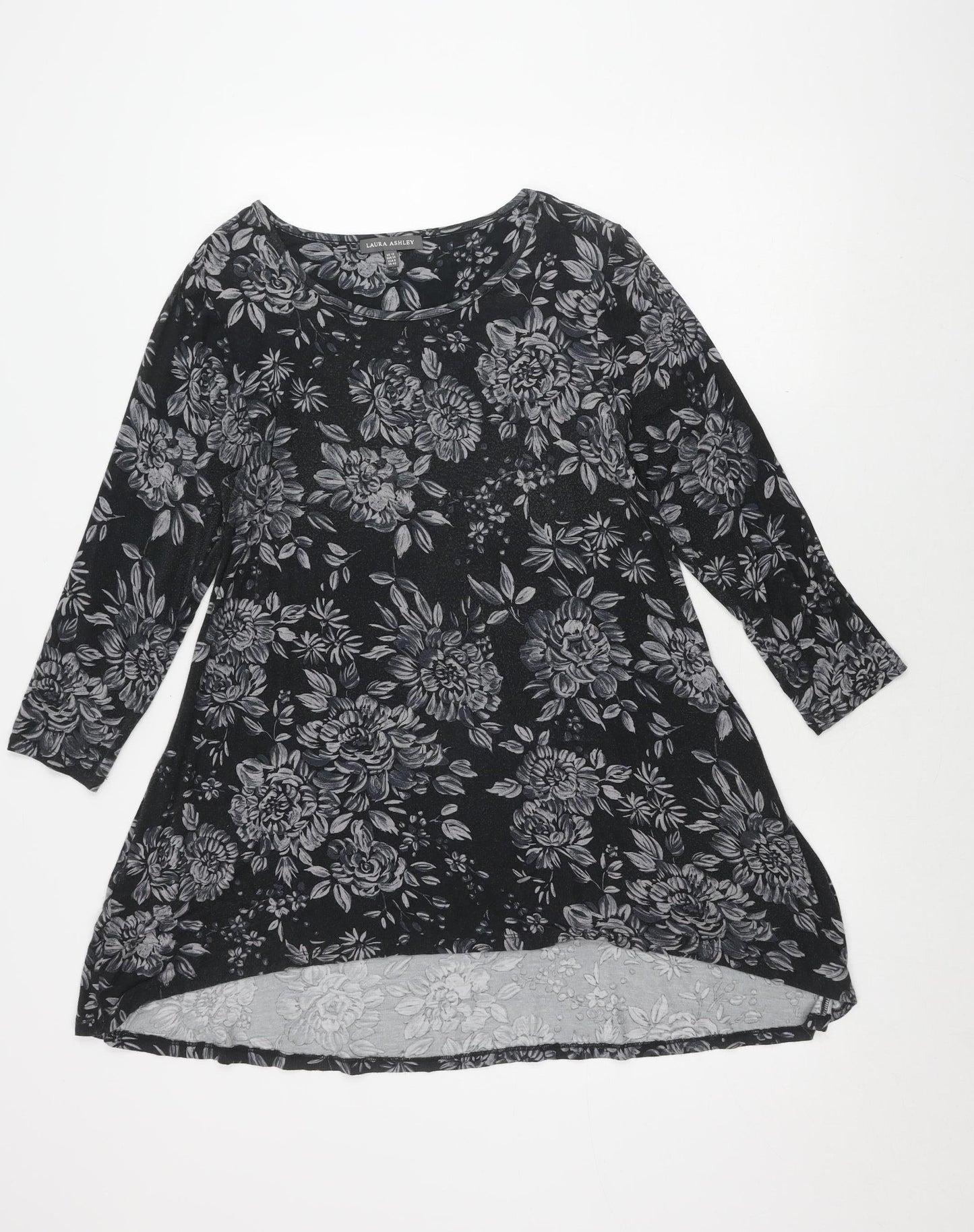 Laura Ashley Women's Black Floral Blouse, Size 12