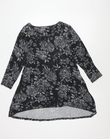 Laura Ashley Women's Black Floral Blouse, Size 12