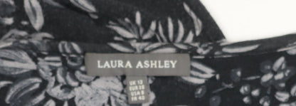 Laura Ashley Women's Black Floral Blouse, Size 12