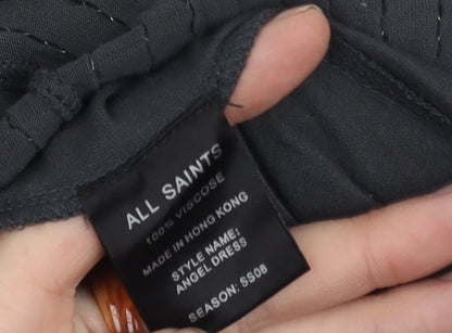 All Saints Women Black Bodycon Dress Size 8 Long Sleeve