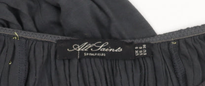 All Saints Women Black Bodycon Dress Size 8 Long Sleeve