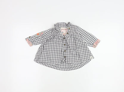 Mantaray Girls Grey Check Button-Up Shirt, 3-6 Months