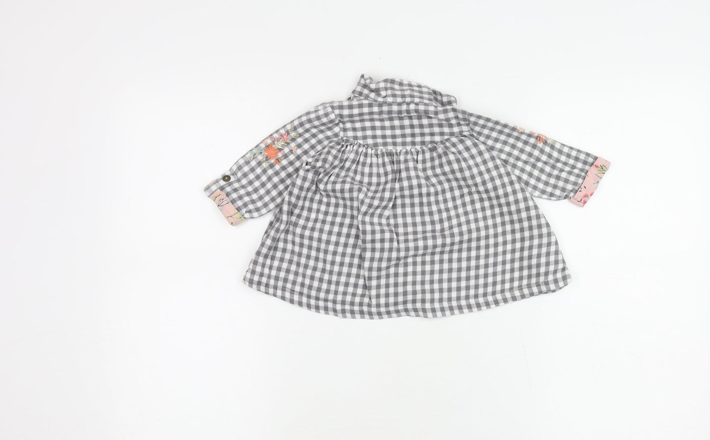 Mantaray Girls Grey Check Button-Up Shirt, 3-6 Months