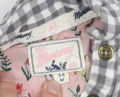 Mantaray Girls Grey Check Button-Up Shirt, 3-6 Months
