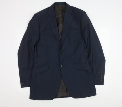 Austin Reed Men's Blue Wool Blazer 40L Notch Lapel