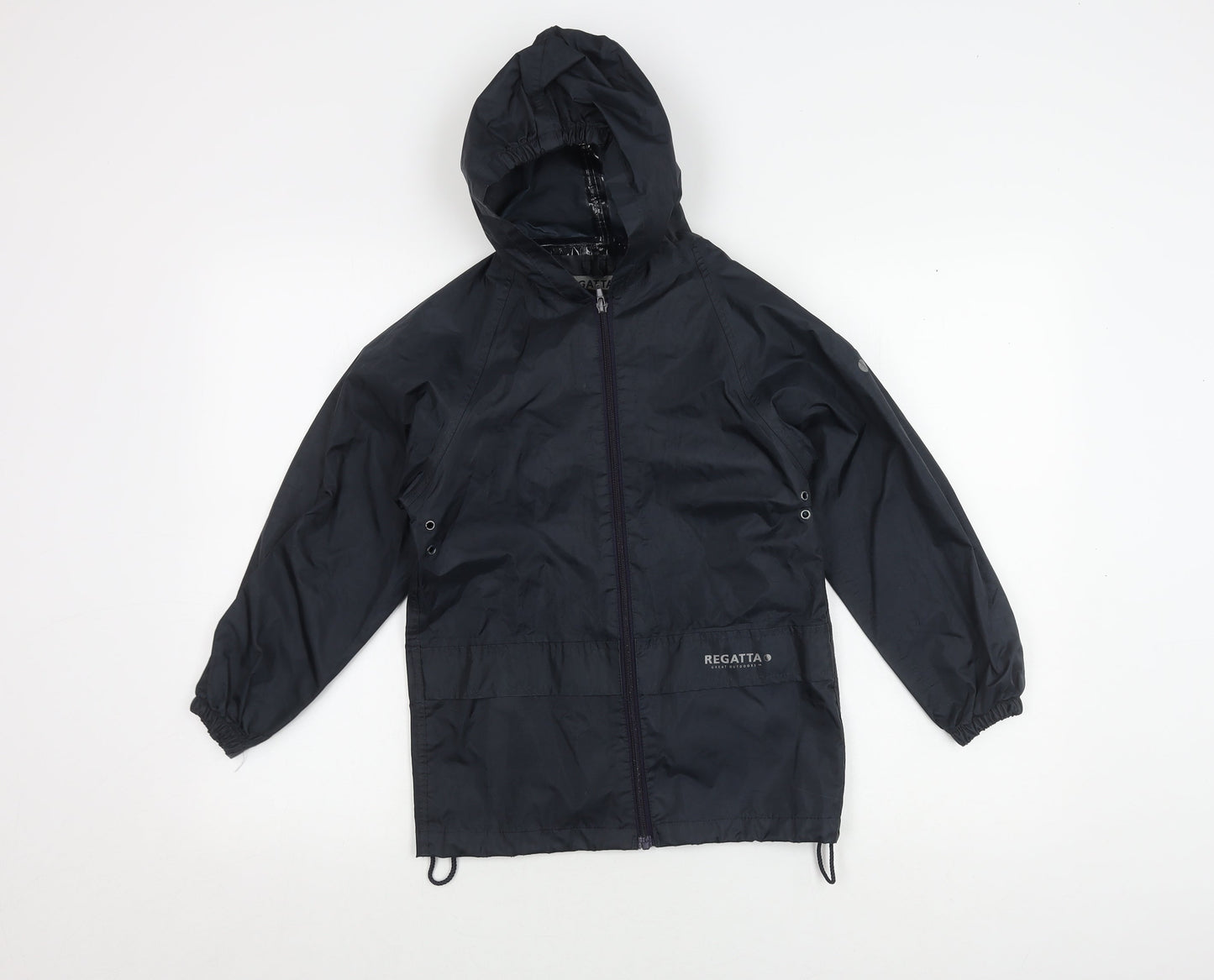 Regatta Boys Black Rain Coat 9-10 Years Hooded Waterproof