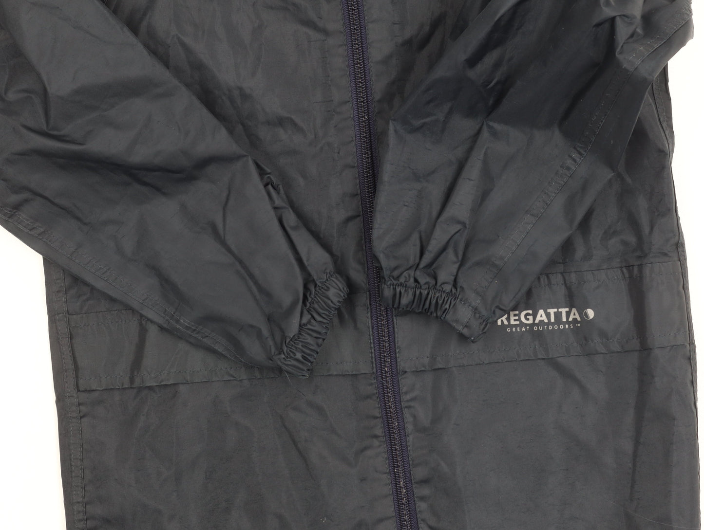 Regatta Boys Black Rain Coat 9-10 Years Hooded Waterproof