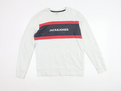 Mens UK Size M JACK & JONES White Pullover Sweatshirt