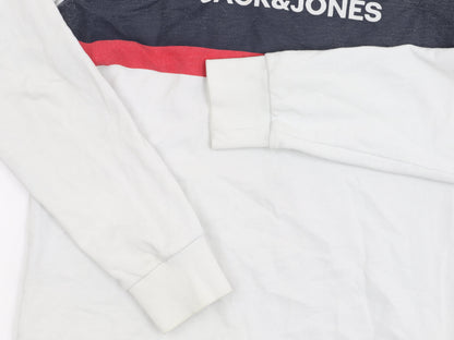Mens UK Size M JACK & JONES White Pullover Sweatshirt