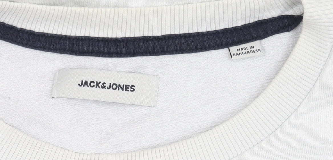 Mens UK Size M JACK & JONES White Pullover Sweatshirt