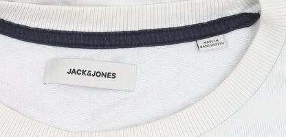 Mens UK Size M JACK & JONES White Pullover Sweatshirt