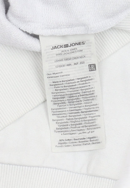 Mens UK Size M JACK & JONES White Pullover Sweatshirt