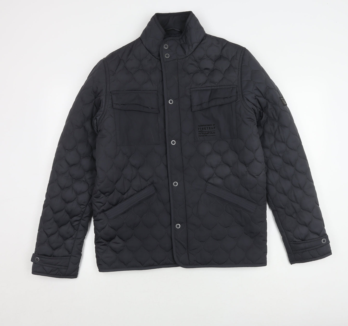 Mens UK Size S Firetrap Black Quilted Coat