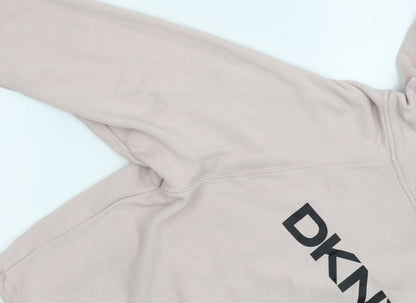 DKNY Women's Pink Logo Pullover Hoodie, Size S