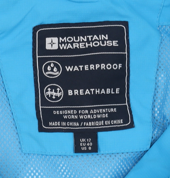 Womens UK Size 12 Mountain Warehouse Blue Rain Coat
