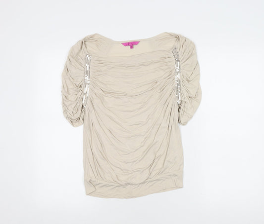Jasper Conran Women's Beige Sequin Blouse Size 10 Petites