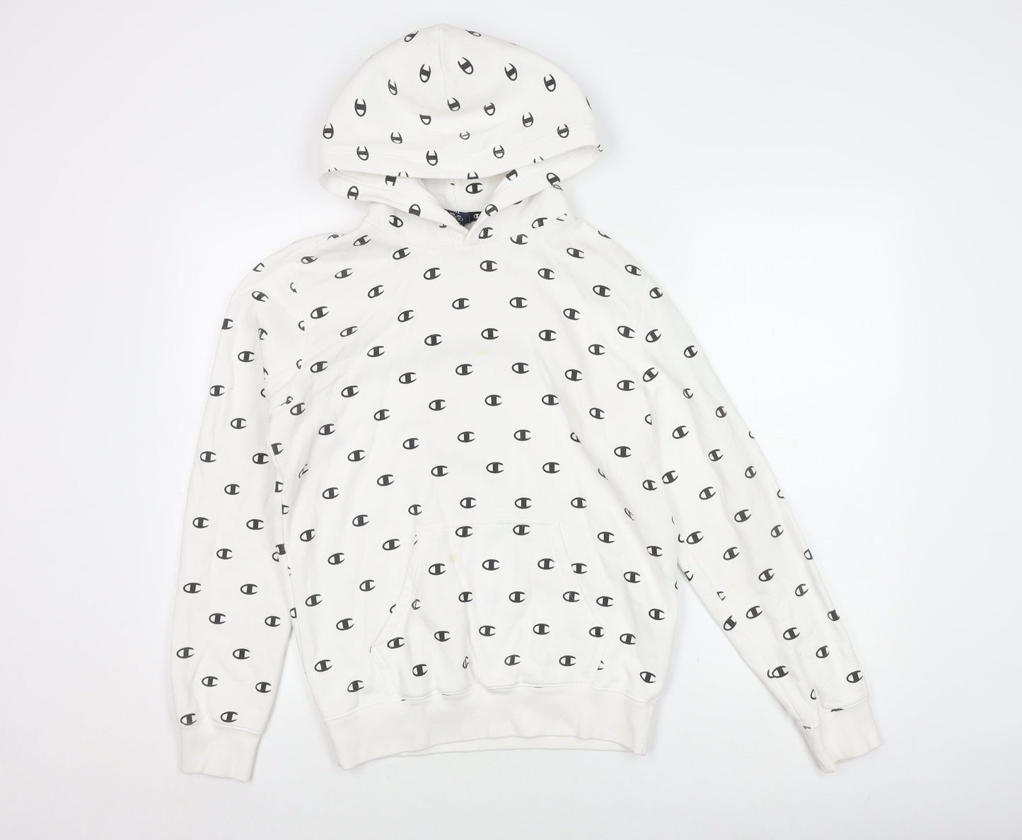 Mens UK Size S Champion White Pullover Hoodie