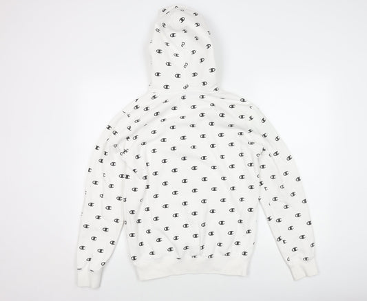 Mens UK Size S Champion White Pullover Hoodie