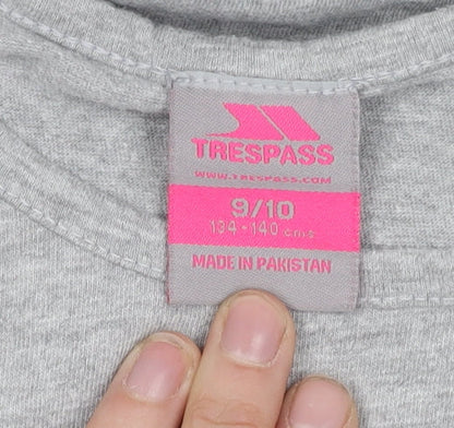 Trespass Girls Grey T-Shirt, Short Sleeve, 9-10 Years