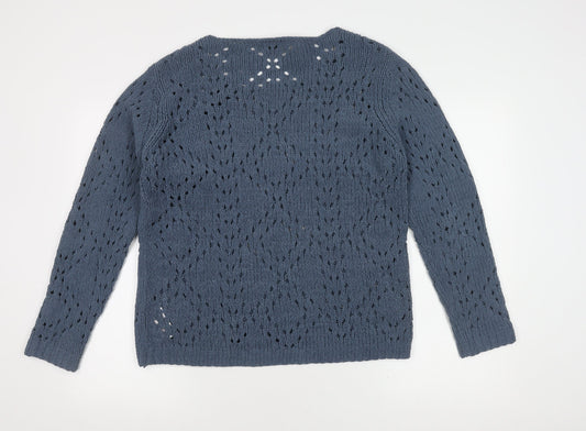 Womens UK Size L Jacqueline de Yong Blue Pullover Jumper