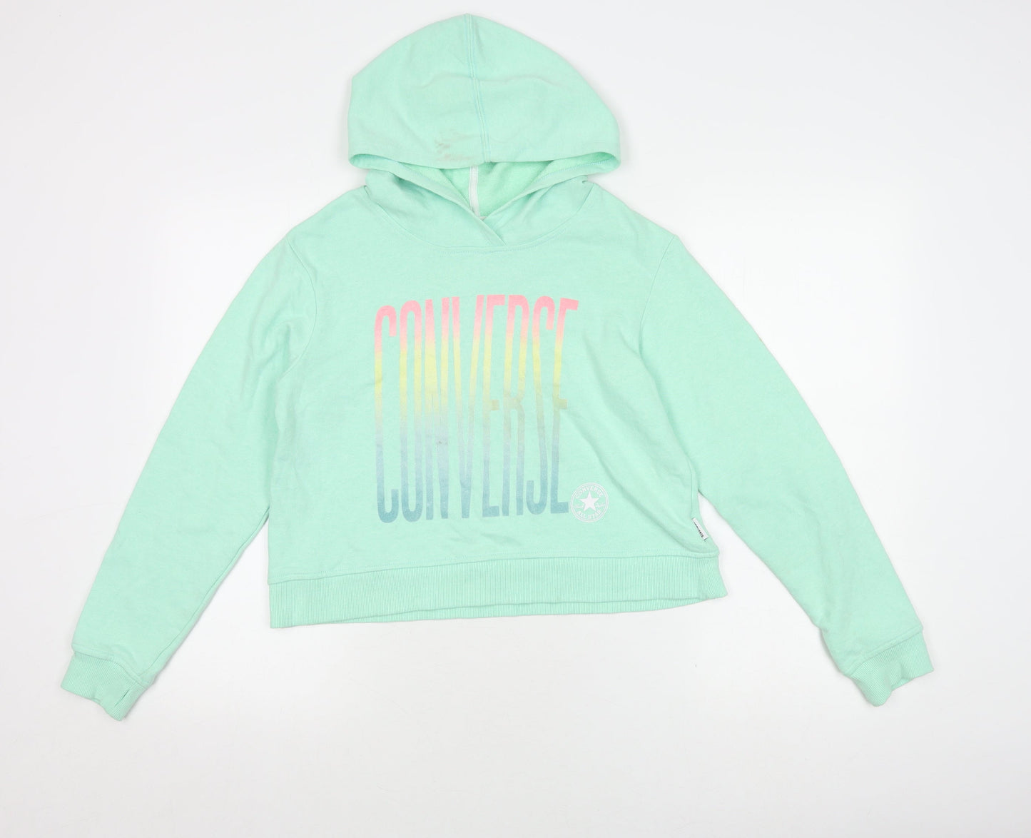 Converse Girls Green XL Pullover Hoodie, Logo, Hooded, Graphic Print