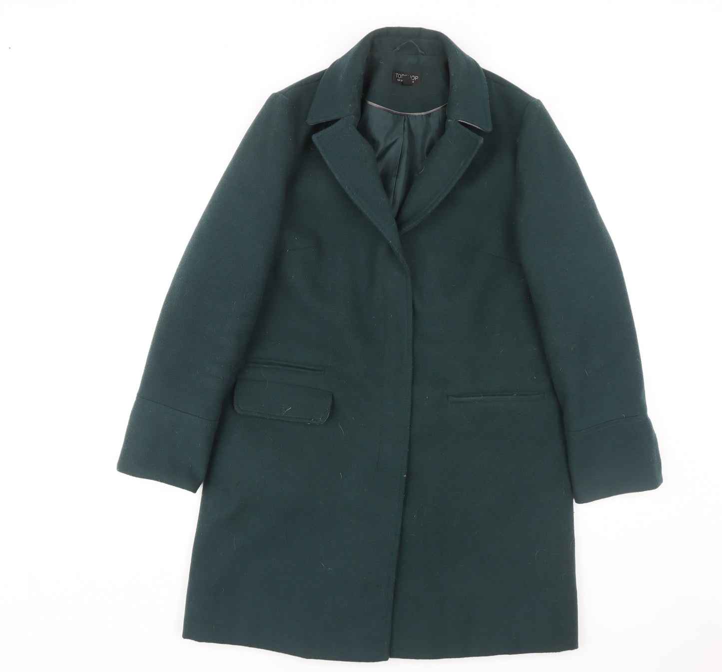 Womens UK Size 8 Topshop Green Overcoat