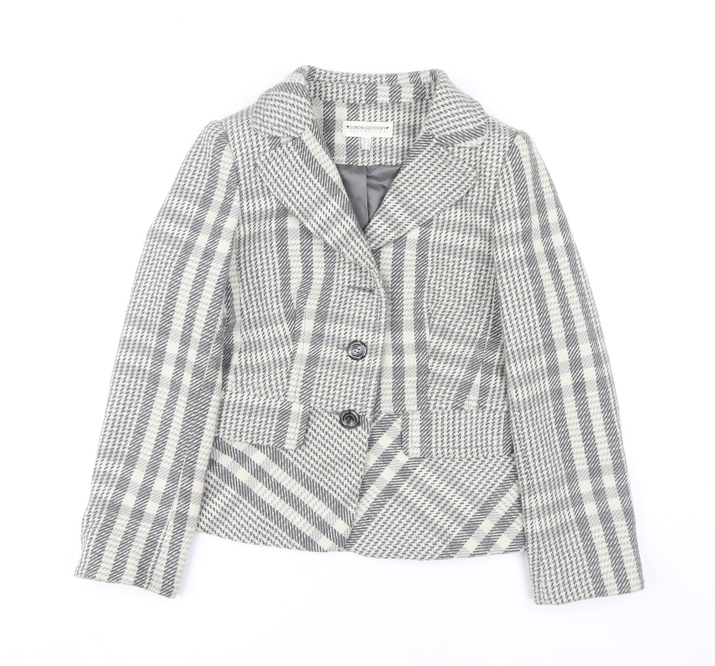 Simon Jeffery Women's Grey Check Blazer Size 10