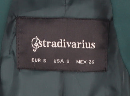 Stradivarius Women's Green Blazer, Double-Breasted, Size S
