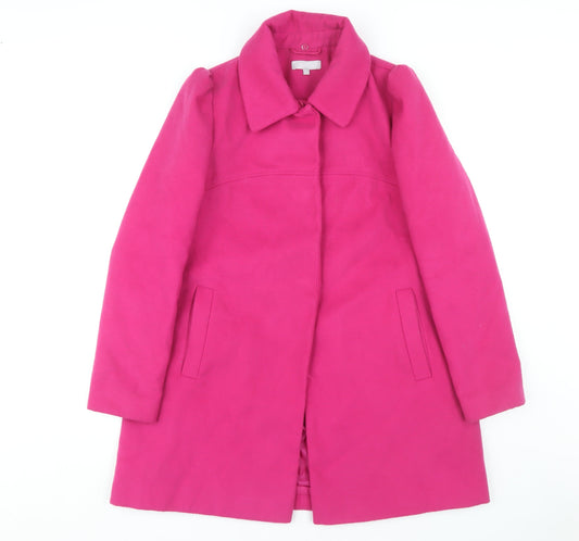 Red Herring Women's Pink Overcoat, Size 10, Mid-Length