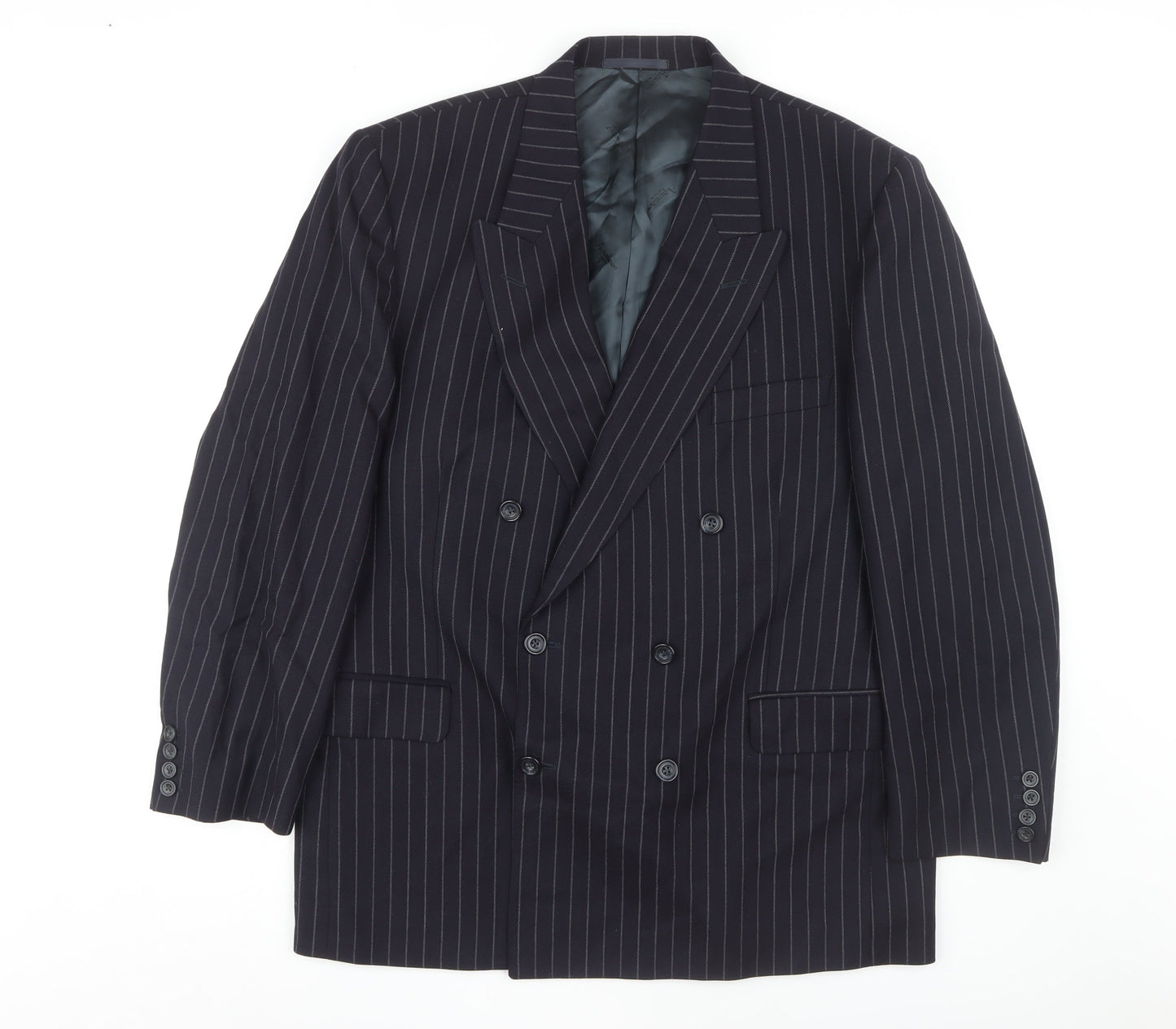 Aquascutum Men's Blue Striped Blazer Jacket, 44S