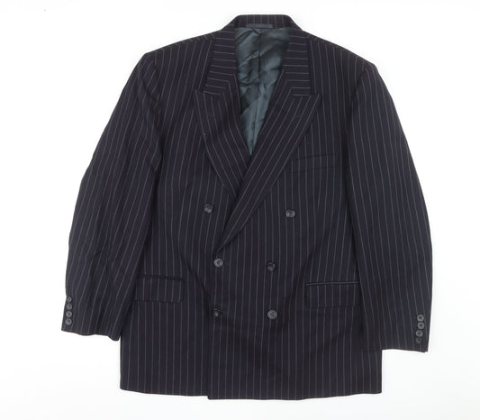 Aquascutum Men's Blue Striped Blazer Jacket, 44S
