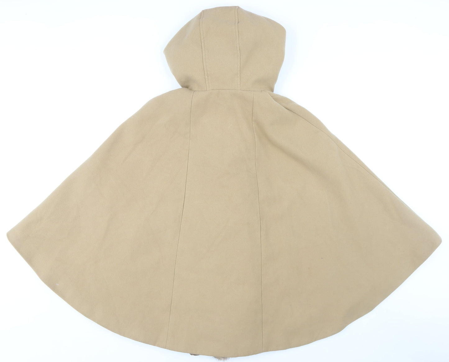 New Look Beige Women's Cape UK 12 Hooded Fur Trim