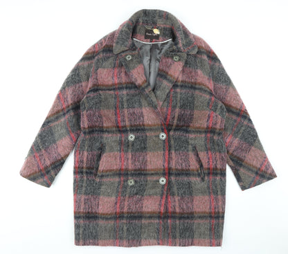 Phase Eight Women's Multicoloured Plaid Pea Coat Size 12