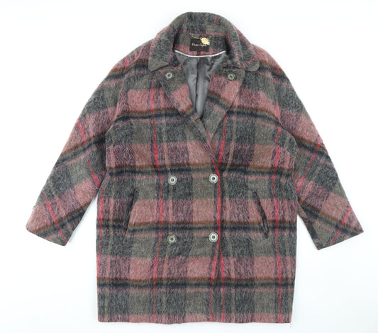 Phase Eight Women's Multicoloured Plaid Pea Coat Size 12