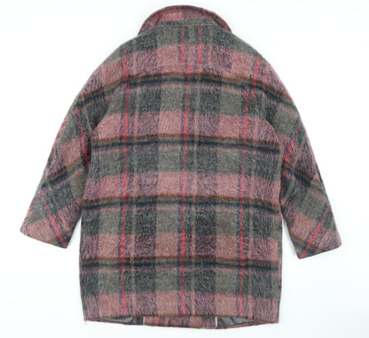 Phase Eight Women's Multicoloured Plaid Pea Coat Size 12