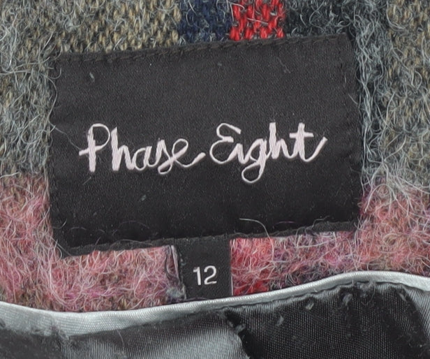 Phase Eight Women's Multicoloured Plaid Pea Coat Size 12