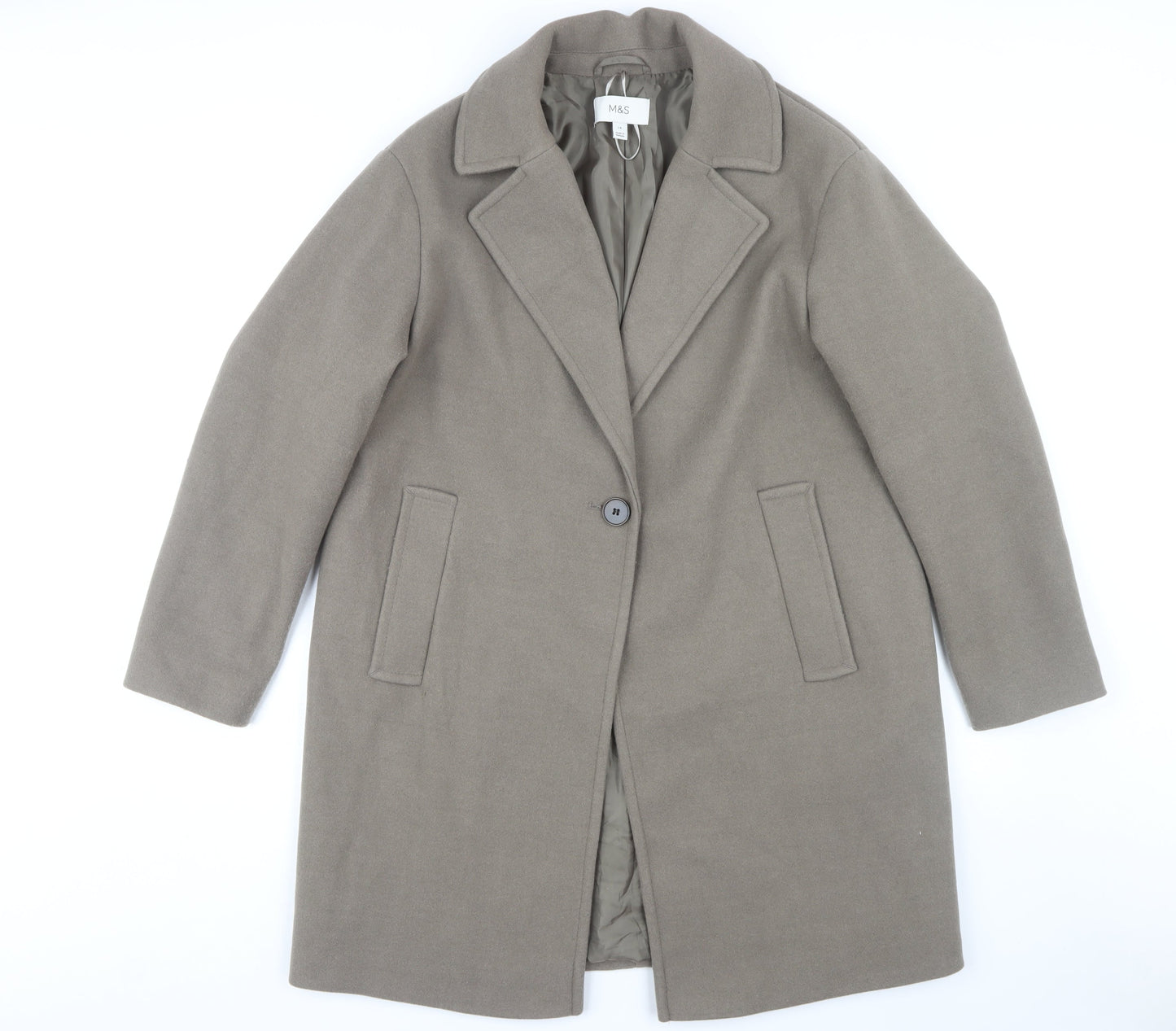 Womens UK Size 14 Marks and Spencer Brown Overcoat