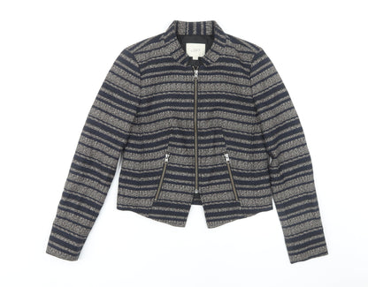 LOFT Women's Blue Striped Cropped Jacket Size 00